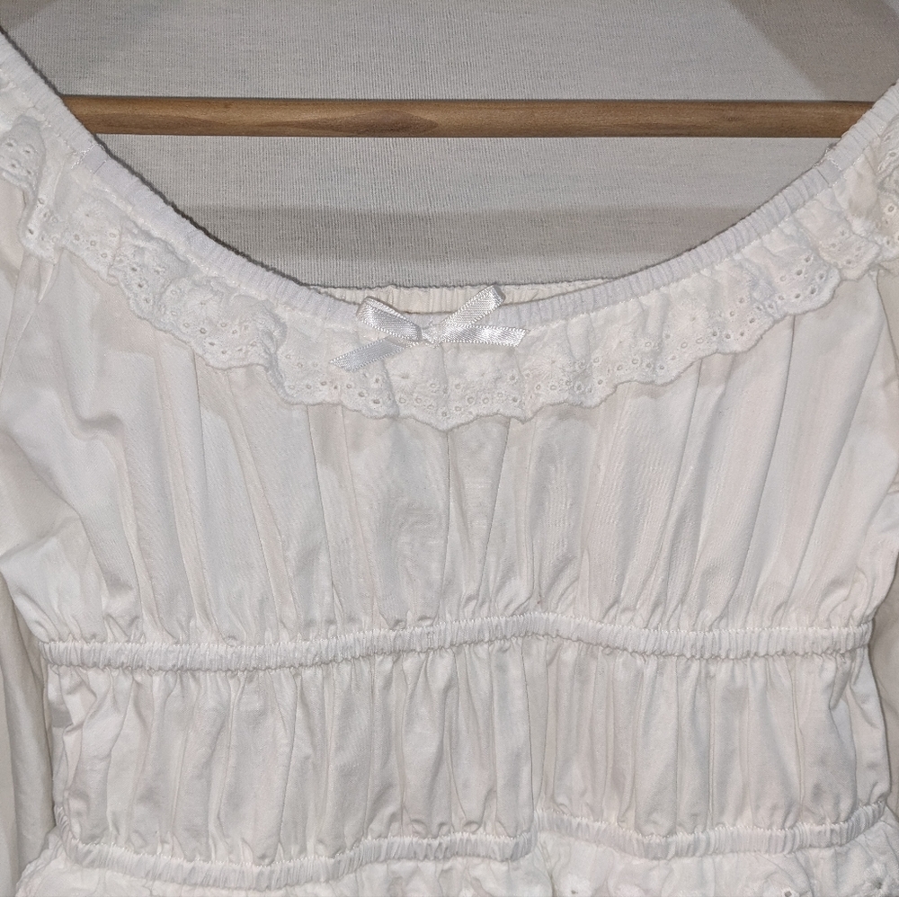 Altar'd State 100% Cotton White Puff Sleeve Dress Size XS - Picture 8 of 12